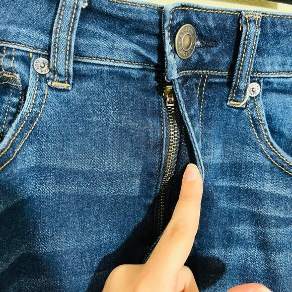 AEO Ne(X)t Level Stretch Hi-Rise Mini Skirt Denim SZ 6 - Picture 3 of 7